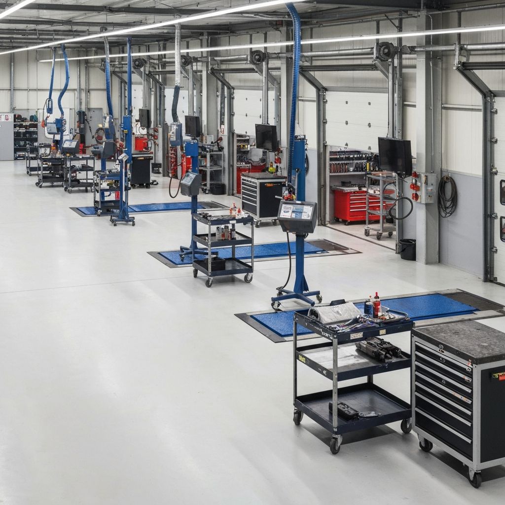 Modern automotive service workshop